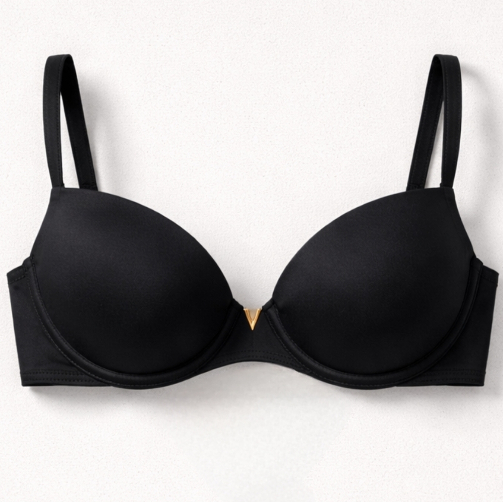 Victoria's Secret Black Bra Love Cloud Lightly Lined Underwire Demi Smooth 32DD